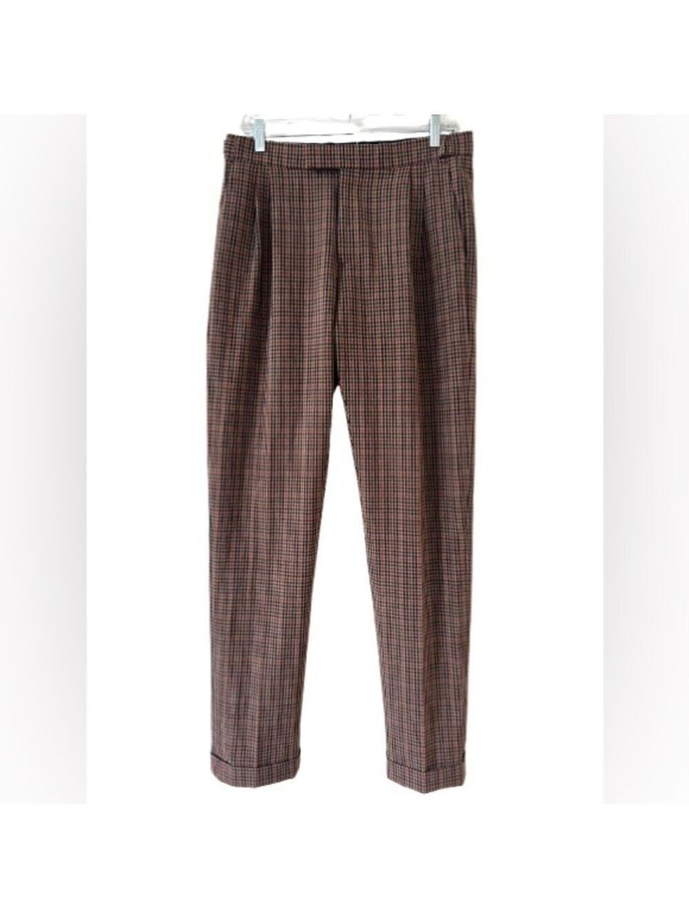 Reiss Brown Orange Mini Plaid Cuffed Tapered Trousers Pants
Size 30 - Picture 3 of 13